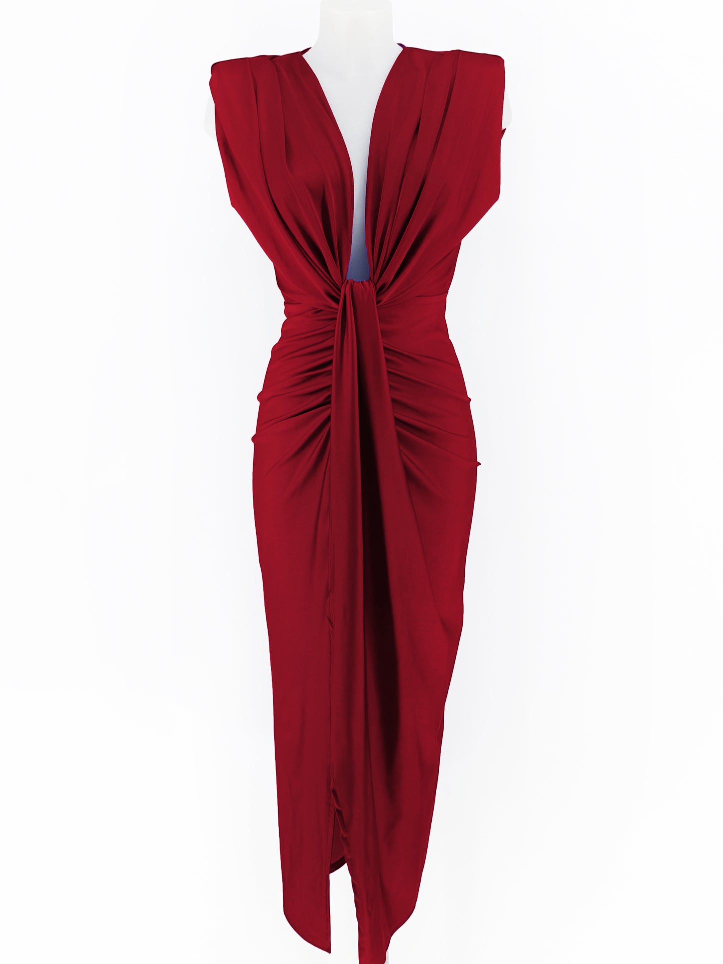 Vestido Nudo Largo Burdeo