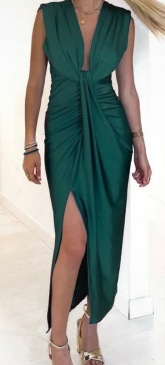 Elegante Vestido Nudo Largo