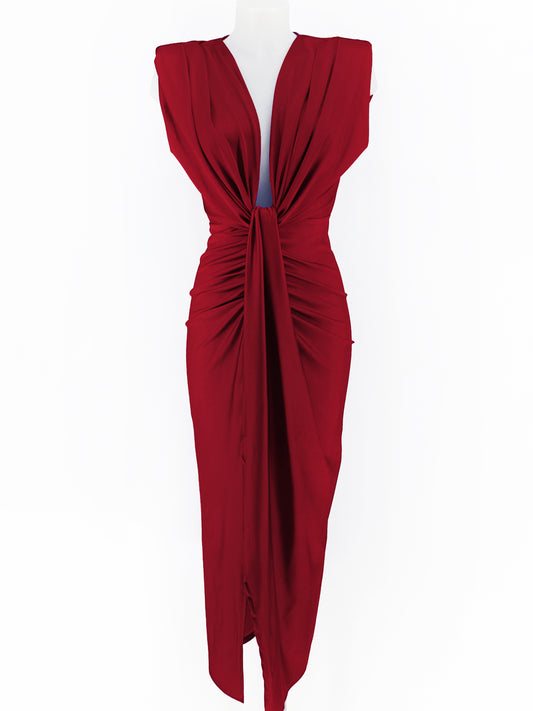 Vestido Nudo Largo Burdeo