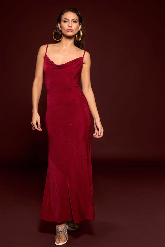 Elegante Vestido Rojo Escarcha