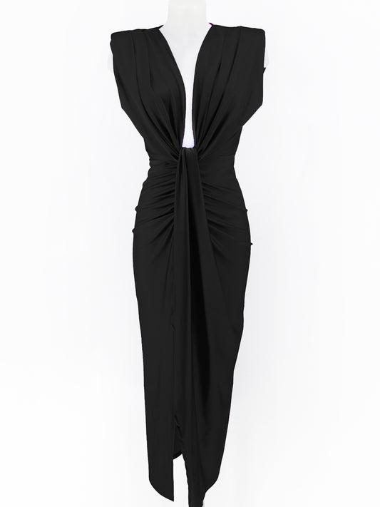 Vestido Nudo Negro Largo